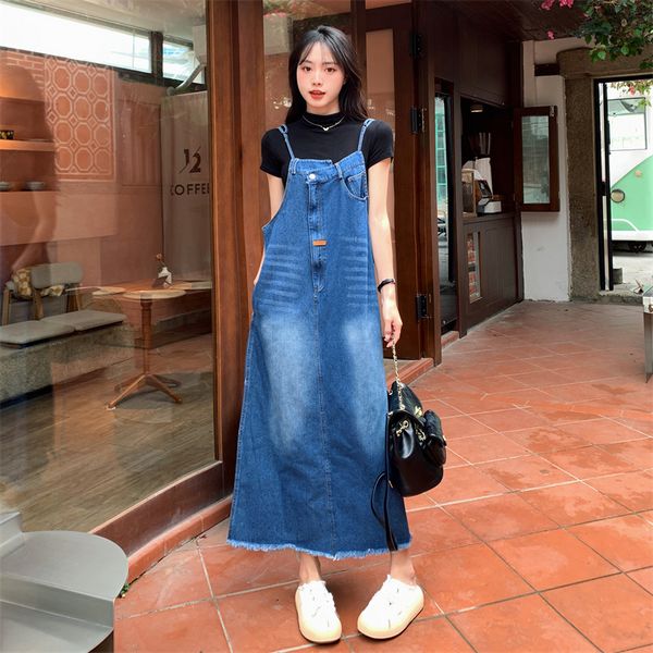 Korea style Retro Summer Straight Dress Long dress