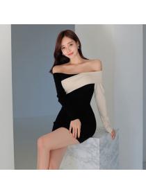 Korea style Luxury off shoulder Dress 