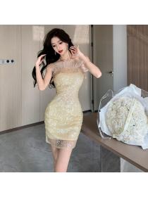 Korea style Sexy Sequin Strap dress 