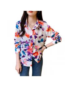 Vintage style Matching Fashion Printed Long sleeve blouse 