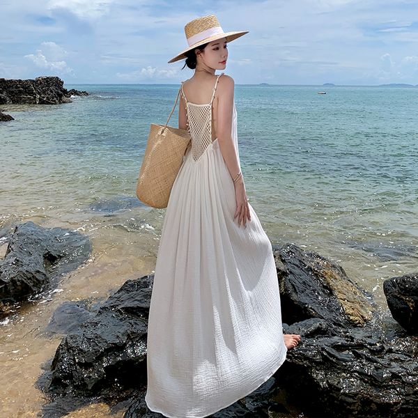Fashion style Loose Luxury White color Beach Maxi dress
