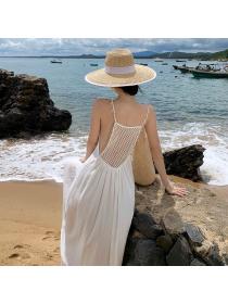 Fashion style Loose Luxury White color Beach Maxi dress 