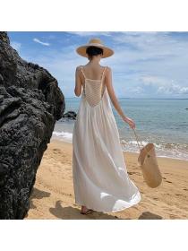 Fashion style Loose Luxury White color Beach Maxi dress 