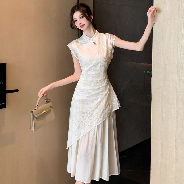 Chinese style Slim Sleeveless A-line dress