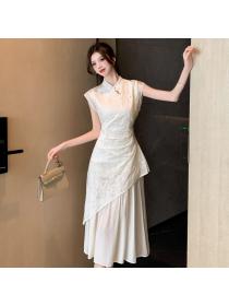 Chinese style Slim Sleeveless A-line dress 