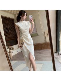 Chinese style Summer Slim Sleeveless A-line dress 