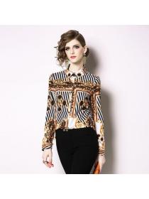 European style Elegant Fashion Polo collar Shirt for women