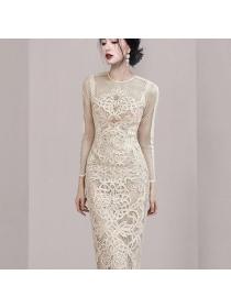 Korea style Eelgant Lace Fashion Hip-full dress 