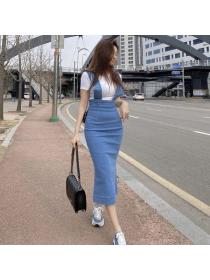 Korea style Casual Split Denim Dress 