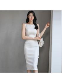 Korea style Casual Slim Sleeveless Hip-full dress