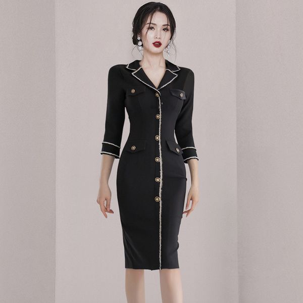 Korea style Suit collar OL Dress for women