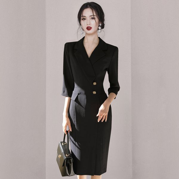 Korea style Suit collar OL Dress