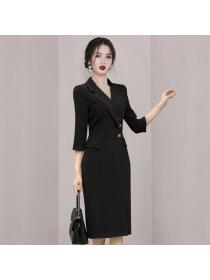 Korea style Suit collar OL Dress 