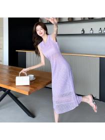 Korea style Summer Sleeveless Knitting dress