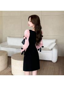 Korea style Sweet Puff sleeve dress 