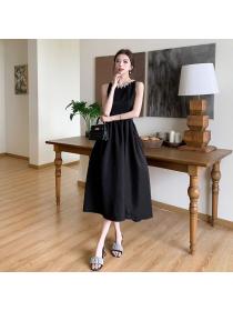 Korea style Luxury Round collar Sleeveless dress