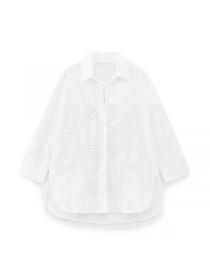 European style Embroidery Long sleeve blouse+Shorts
