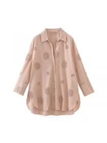 European style Embroidery Long sleeve blouse+Shorts