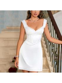 Outlet hot style Summer Sexy Lace Edge A-line dress