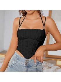 Outlet hot style Summer Sexy Corset Black Halter Top
