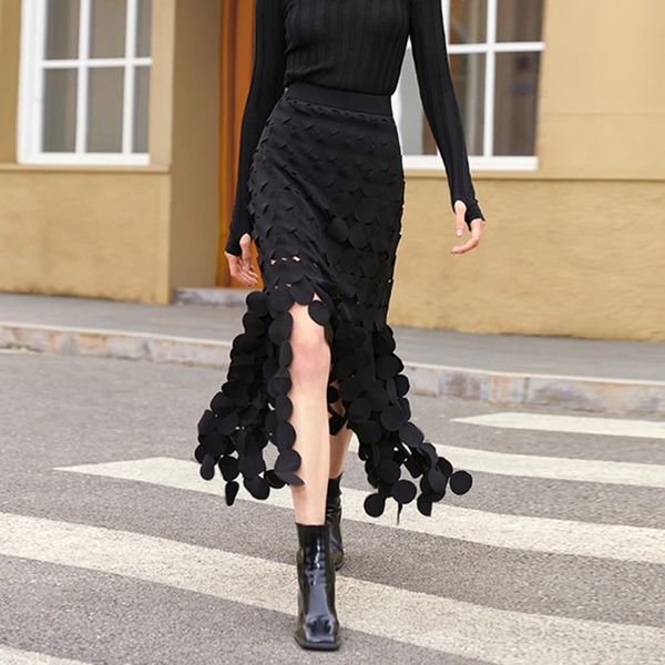 European fashion Cutout style Long Tassel skirt